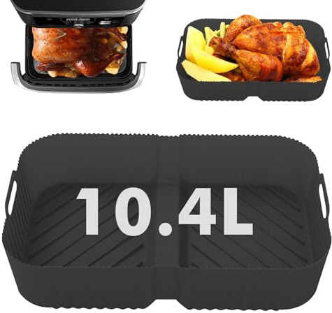 Anttyscar Large Air Fryer Silicone Liners for Ninja FlexDrawer AF500UK AF500UKCP, Ninja Foodi Dual Zone Air Fryer Accessories 10.4L, Reusable Ninja AF500UK Accessories 10.4 Litre Inserts(2PCS 5.2L)