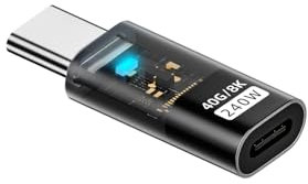 Adattatore da USB-C a USB-C da 240 W con LED, velocità di trasferimento dati fino a 40 Gbps, ricarica rapida PD per iPhone serie 15, iPhone 14, 13, 12, 11, Galaxy S23(compatibile con iPhone) (1 pezzo)