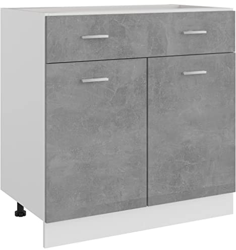 Genérico Armario de piso con cajón gris hormigón 80x46x81,5 cm aglomerado, muebles, armarios y muebles de almacenamiento, muebles de cocina, gris, 66.14 LB,801240