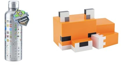 Paladone Minecraft Trinkflasche aus Metall, Offiziell lizenzierte Gaming Merchandise & Minecraft Fuchs Leuchte, Mehrfarbig, Estándar