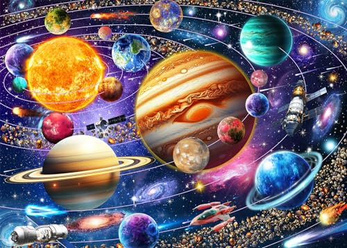 Puzzle 1000 Teile für Erwachsene,Puzzle farbenfrohes Legespiel-Planeten des Sonnensystems-Geschenke