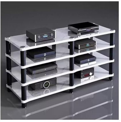 Monitor Speaker Stands Ktv Special Amplifier Cabinet Audio-video Rack Sound Placement Rack Shock Absorbing Speaker Rack Home Aluminum Alloy TV Set Studio Monitor Stand(White,120 * 48 * 75)