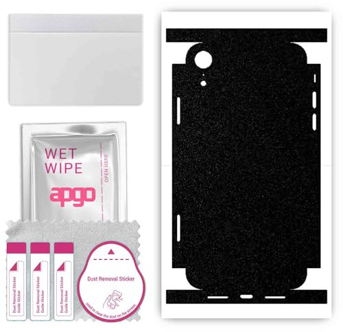 apgo skin sticker film foil vinyl for the BACK+SIDES for Apple iPhone XR Matte Black, Full Wrap Skin