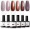 Modelones Vernis Semi Permanent,Vernis Gel UV Semi Permanent Paillettes Argent Marron Noir 6 Couleur Vernis à Ongles Soak Off Gel Polish French Manucure