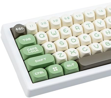 COOMICKEY Keycaps, Cute Keycaps, PBT Double Shot Custom Keycap Set, 130 Keys Green Brown Keycaps, MOA Profile Keyboard Keycaps for Cherry Gateron MX Switches Keyboard
