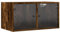 QJBSAVVA Handy Gefängnis Balkonschrank Werkzeugschränke Kellerschrank - Wandschrank mit Glastüren Räuchereiche 68,5x37x35 cm für Küche Abstellraum Wohnzimmer Schlafzimmer