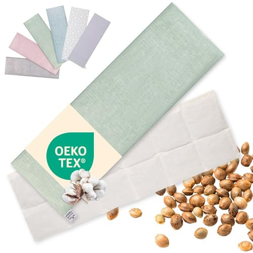 Kirschkernkissen Mikrowelle XXL 60x20cm lang : OEKO TEX, bio schadstofffrei | Körnerkissen GROß (Bauch, Rücken, Schulter, Nacken) - Traubenkernkissen Wärmekissen Geschenk (Grün)