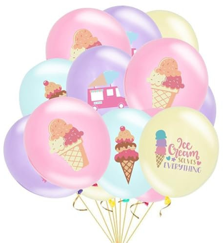 Ice Cream Balloon, 20 Stück Eiscreme Helium Ballons Luftballons Ballon Eistüten Heliumballons für Geburtstag Party Deko Geschenk Party Dekoration