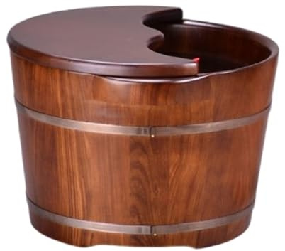 BIOMICE Footbath Basin Wooden Foot Bath Bucket Sauna Bucket Water Bucket Handmade Wooden Foot Bath Tub for Foot Care Foot Bath Tub(with lid)