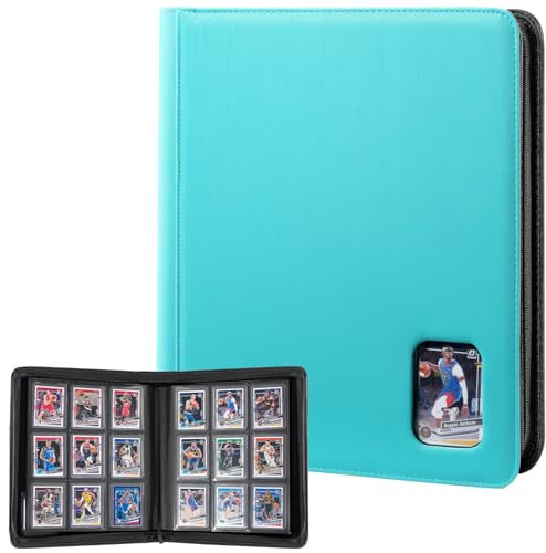 ProCase Álbum para Tarjetas Toploader, 324 Capacidad, 36 Páginas de 9 Bolsillos, Carpeta con Cremallera para Tarjetas Coleccionables y Deportivas en Toploaders de 3'' x 4'' - Azul