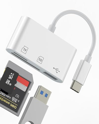 SD Kartenleser USB C (3 in 1) USB OTG 3.0 Adapter Micro SD TF Speicher für Apple iPhone 16 15 Promax für iPad kompatibel mit Samsung S24 MacBook PC Compact Flash Multiport Aufladen externer Speicher
