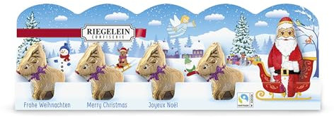 Riegelein Rentierschlitten 60g – Vollmilch-Schokolade – mini Schokolade perfekt für Adventskalender, Weihnachtsdekoration & Nikolaus – Pralinen einzeln verpackt – Schokolade Weihnachtsmann & Renntiere