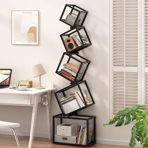 SEIFE Hohes schmales Leiter-Bücherregal,Schmales Leiter-Bücherregal für die ideale Bücherpräsentation in Ihrem Zuhause oder Büro，Multifunktional Bodenstehendes unsichtbares Bücherregal(183cm/72in)