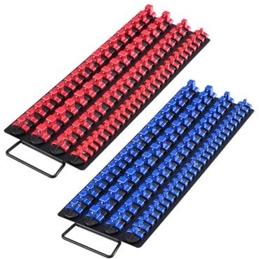VEVOR Kit Organisateurs de Douilles Portables, Lot de 2, Plateaux de Douilles Métriques SAE 1/4'', 3/8'', 1/2'', Capacité de 160 Douilles, avec Poignée et Base en Acier, pour Tiroir de Boîte à Outils