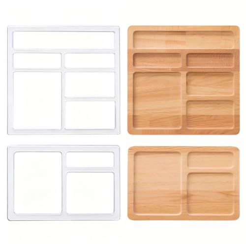ORIGACH 2 Stück Valet Tray Acryl-Fräser-Schablonen mit 3 und 6 Taschen | Acryl-Tablett-Fräser-Schablone für Holzbearbeitung, klare Oberfräseinlage-Schablone für Holz