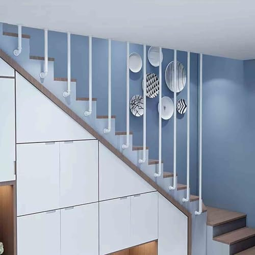 Drsyffsup Handlauf, seitliche Montage, L-förmiges Treppengeländer, Innen- und Außenstufen, rundes Rohr, Übergangshandlauf, Lattenrost, Treppengeländer, komplettes Kit (1 Packung), weiß(80cm)