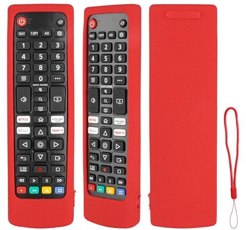 Silicone Remote Control Case Compatible with LG AKB74915324 AKB76037605 AKB76040301 AKB74915346 AKB75375608 TV Remote Control Protective Cover Shockproof with a Lanyard (Red)
