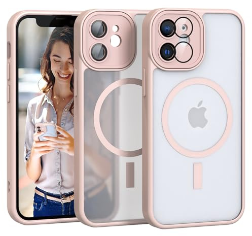 Nupcknn für iPhone 12 Mini Hülle Magnetisch mit Magsafe (TOP Militärschutz & Magnetkraft) Handyhülle für iPhone 12 Mini Case Durchscheinende Matt Rückseite Dünn Stoßfest Schutzhülle