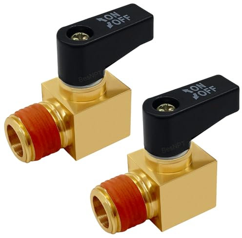 BesNPT 2 Pcs Brass Air Compressor Drain Valve,Mini Metal Ball Type Air Tank Drain Valve,1/4 Inch NPT Male For Air Compressor Accessories
