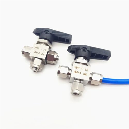 Brass Ball Valve, 3-Wege-Kugelhahn mit Schnellverschraubung aus Edelstahl 304(4mm OD Tube)