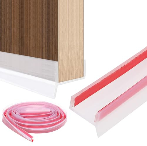 YUNBO Küchenleiste Abdichtungsprofil für Küchensockel 15mm/16mm/17mm – Selbstklebend, Wasserdicht & Staubdicht, Transparentes Sockelprofil mit Starker Haftung (Weiß, 3M)