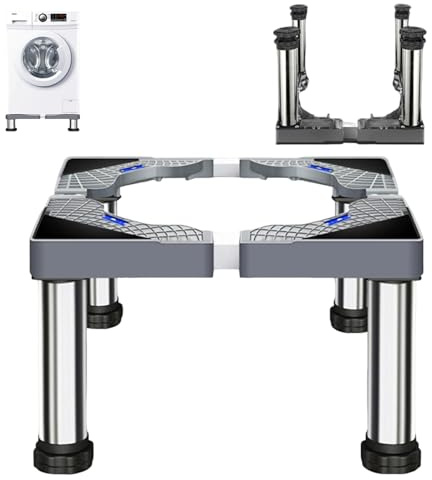 SH-RuiDu Base universelle pour machine à laver à 4 pieds pour lave-linge et sèche-linge, base de machine à laver réglable avec fonction antidérapante d'amortissement des chocs, capacité de charge