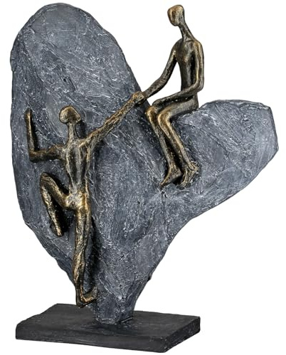 Casablanca Skulptur Heart of Stone, Deko Figur Bronze, Grau, Kunstharz Statue Wohnzimmer, Büro Dekoration H. 29,7 cm x B. 9,7 cm - Moderne Skulpturen Couple, Liebe, Hochzeit, Valentinstag