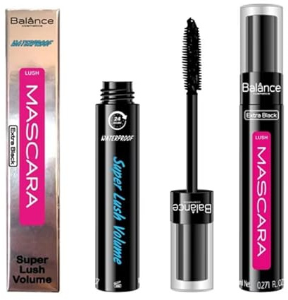 Balânce cosmetics Extra Black Mascara, Wasserfest, 24h Halt, Super Lush Volume, 8 ml
