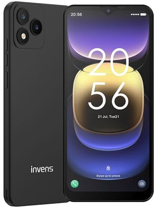invens NOTE TK01 Android 4G Smartphone, 6.6 HD+ Display, 4250mAh Battery, 16MP+5MP Camera, 4+32GB/256GB, Dual SIM, Face Unlock, OTG/GPS Unlocked Mobile Phone - Black