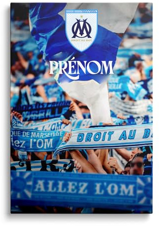 OneTrophy Toile Officielle Olympique de Marseille – Personnalisable avec Prénom ou Texte Libre – Décoration Murale Supporter – Made in France – Cadeau Supporter OM (Aux Armes, Marseillais)