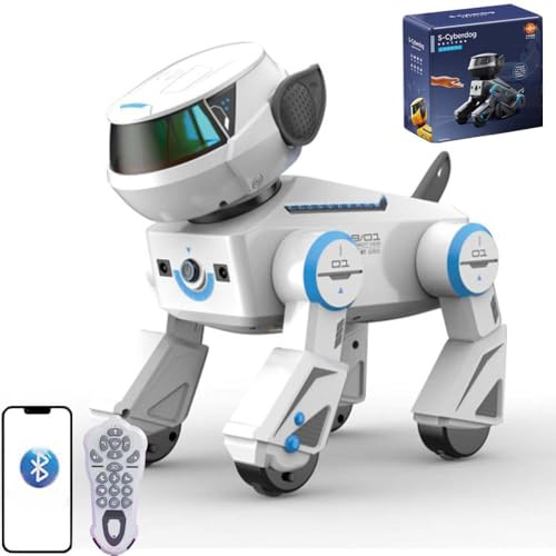 X-Verse RC Robot Perro para Niños Juguete Control Remoto Voz e Interactuar, Danza Programable Música Perro Robot, Regalos para Niños, Niñas 3-12 Años (Blanco)