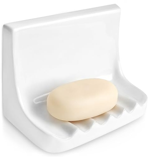 Porte-savon mural en céramique pour douche, maison, baignoire, lavabo de salle de bain Blanc