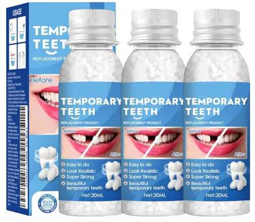 3Pcs Dientes Postizos Temporales Cemento Dental Dientes Postizos Resina Dental Composite Den-tal Empaste Den-tal Profesional Relleno Temporal para Reparar Dientes Faltantes o Dañados,30ml