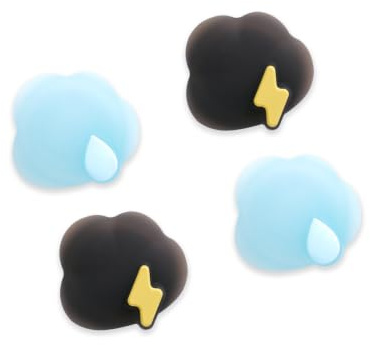 GeekShare Thumb Grips für Switch/OLED/Lite, 4 Stück niedliche Silikon-Joystick-Kappen mit Blitz-/Regen-/Wolken-Design für NS-Controller – Wetter & Stimmung