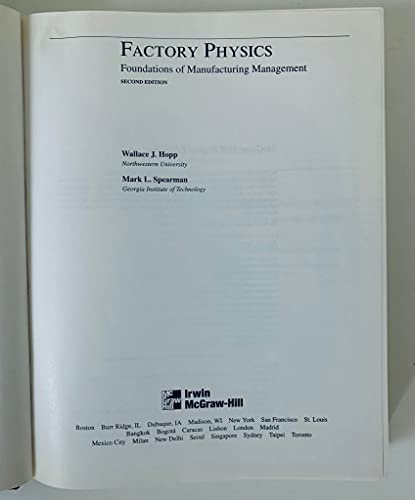 Factory Physics: Foundations of Manufacturing Management