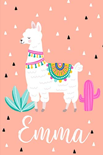 Emma: Personalisiertes Design Notizbuch Alpaka Lama 120 linierte Seiten ( ca.DIN A5 ) , perfekte Geschenkidee - für die Schule,Weihnachten Notizbuch mit Name