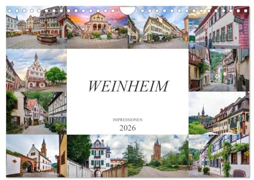 Weinheim Impressionen (Wandkalender 2026 DIN A4 quer), CALVENDO Monatskalender: Traumhafte Bilder der wunderschönen Stadt Weinheim (CALVENDO Orte)