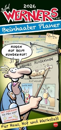 Werner Werkstattplaner 2026: Praktischer Wandkalender mit frei einteilbaren Spalten. Humorvoller Terminkalender mit kultigen Werner-Cartoons. (Familienplaner Heye)