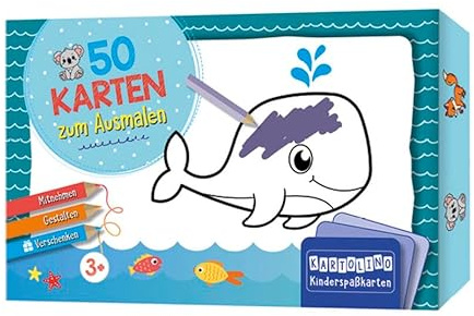 50 Karten zum Ausmalen - Tiere: Mitnehmen, gestalten, verschenken (KARTOLINO Kinderspaßkarten)