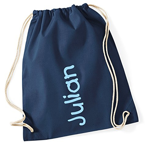 freitex Navy Turnbeutel/Gymsack/Sportbeutel mit Namen bedruckt