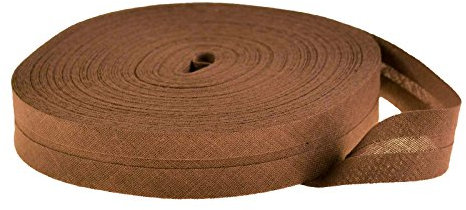 25m Baumwoll-Schrägband uni 20mm breit gefalzt Einfassband 50 Farben wählbar, Farbe:kupferbraun