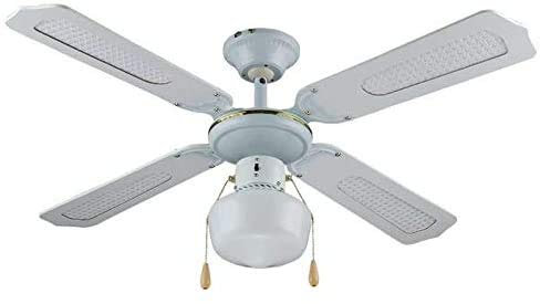 VINCO Agitatore/Ventilatore da soffitto in legno laccato bianco 1 lampada