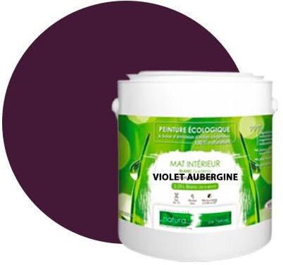 Pintura natural ecológica, aspecto mate Natura – Tassili – pared interior – 33 colores – 2,5 l – 45 m2, morado