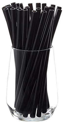 GEFU 12709 Glastrinkhalm Future 23 cm schwarz, 25 Stück, Wiederverwendbare und plastikfreie Glas-Trinkhalme + 2 Reinigungsbürste