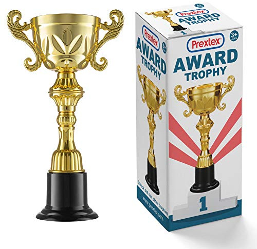 PREXTEX Plastic Trophy Cup, 10 oz, Gold, for Kids & Adults, Party Decoration & Gag Gift