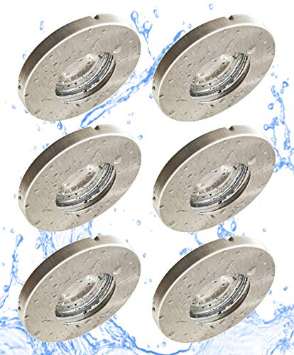 Trango 6er Set Einbaustrahler IP65 aus Edelstahl gebürstet 6729IP65-062MO inkl. 6x 5 Watt 3000K warmweiß Ultra Flach LED Modul für Bad, Dusche, Einbauspots, Deckenstrahler, Deckenlampe, Badleuchte