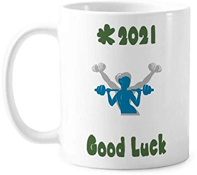 Process Weight Lift Dumbbell Fitness Good Luck 2021 Mug Pottery Ceramic Coffee Porcelain Cup Tableware