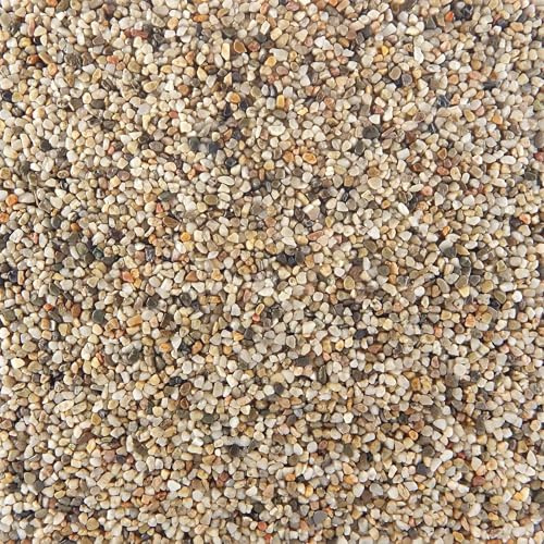 Terralith Steinteppich Marmor Komplett-Set für 1qm - Körnung: fein - 2-4mm mit Polyurethan Bindemittel - für Außen in grau (natura)