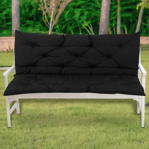 Kissen mit Rückenlehne für Hollywoodschaukel, 2-, 3-Sitzer, wasserdicht, für den Außenbereich, weiche Sonnenliege, rutschfeste Stühle, große Matte, 150 x 50 x 10 cm, schwarz