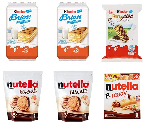 2x Kinder Brioss 2x Nutella Biscuits 1x Kinder Panecioc 1x Nutella B ready